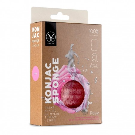 Gąbka konjac z różą do oczyszczania skóry twarzy i ciała  (duża) - Rose Konjac Sponge