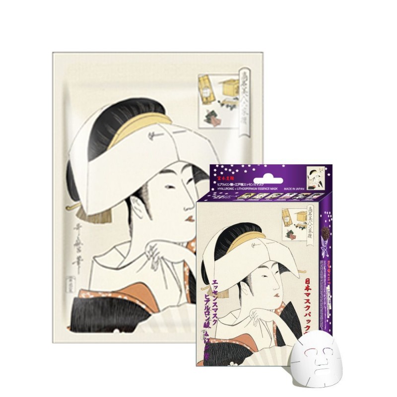 Japońska maska na twarz MITOMO kwas Hialuronowy i ekstrakt z Nawrotu Lekarskiego (Lithospermum)